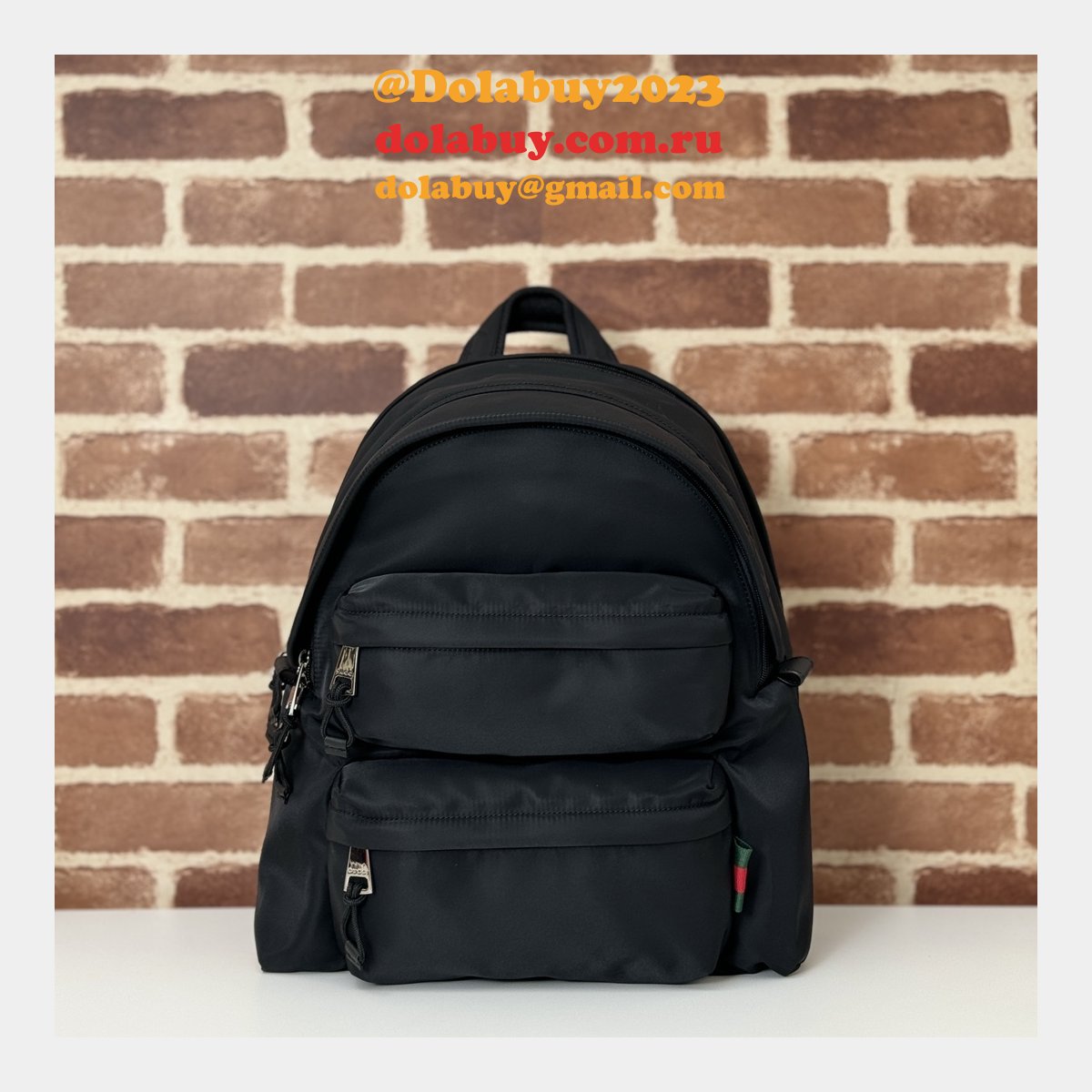 Medium Gucci Backpack Mens with GG Logo 800265 Black Replica Bags