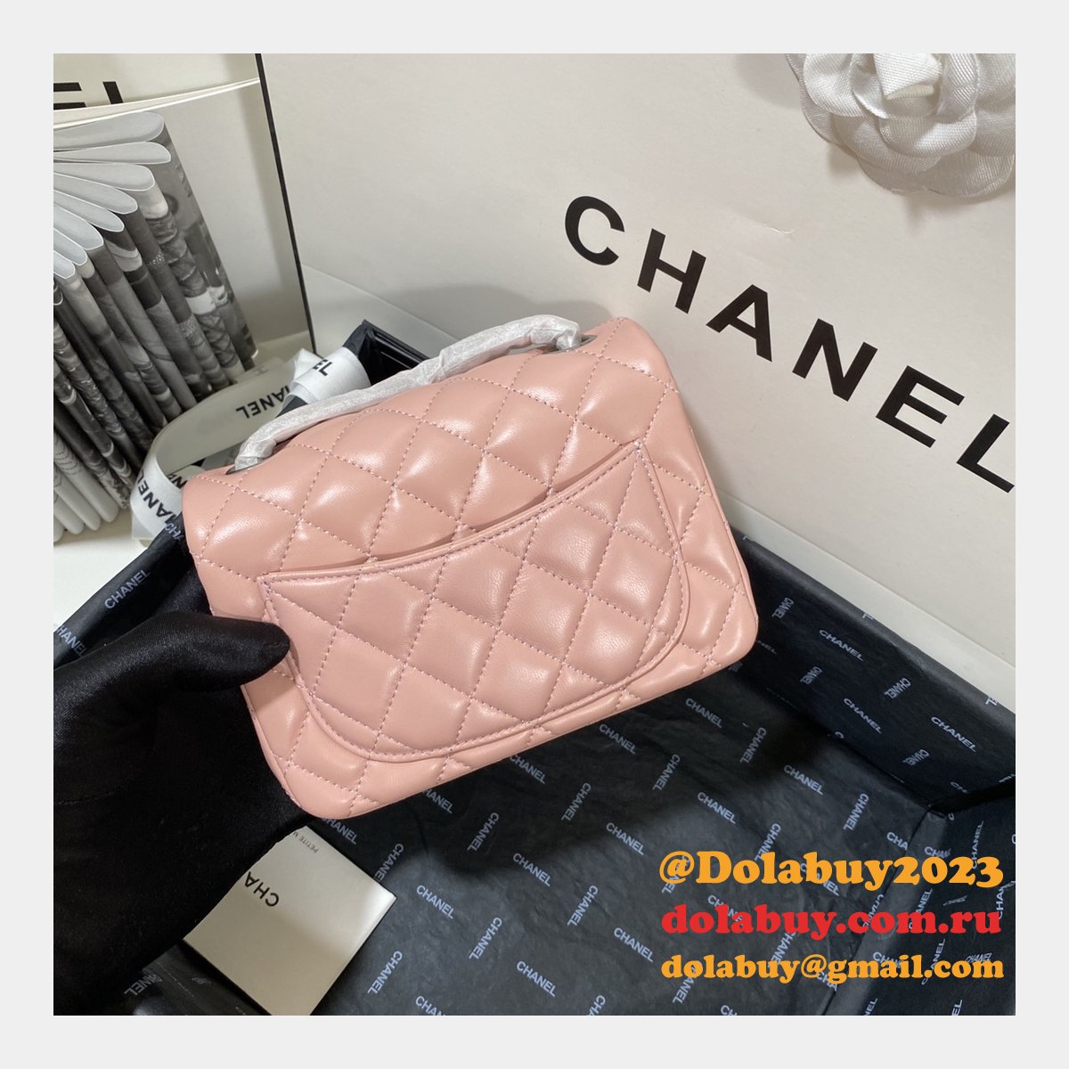 Knockoff CC Lambskin Flap Bag 17cm AS1115