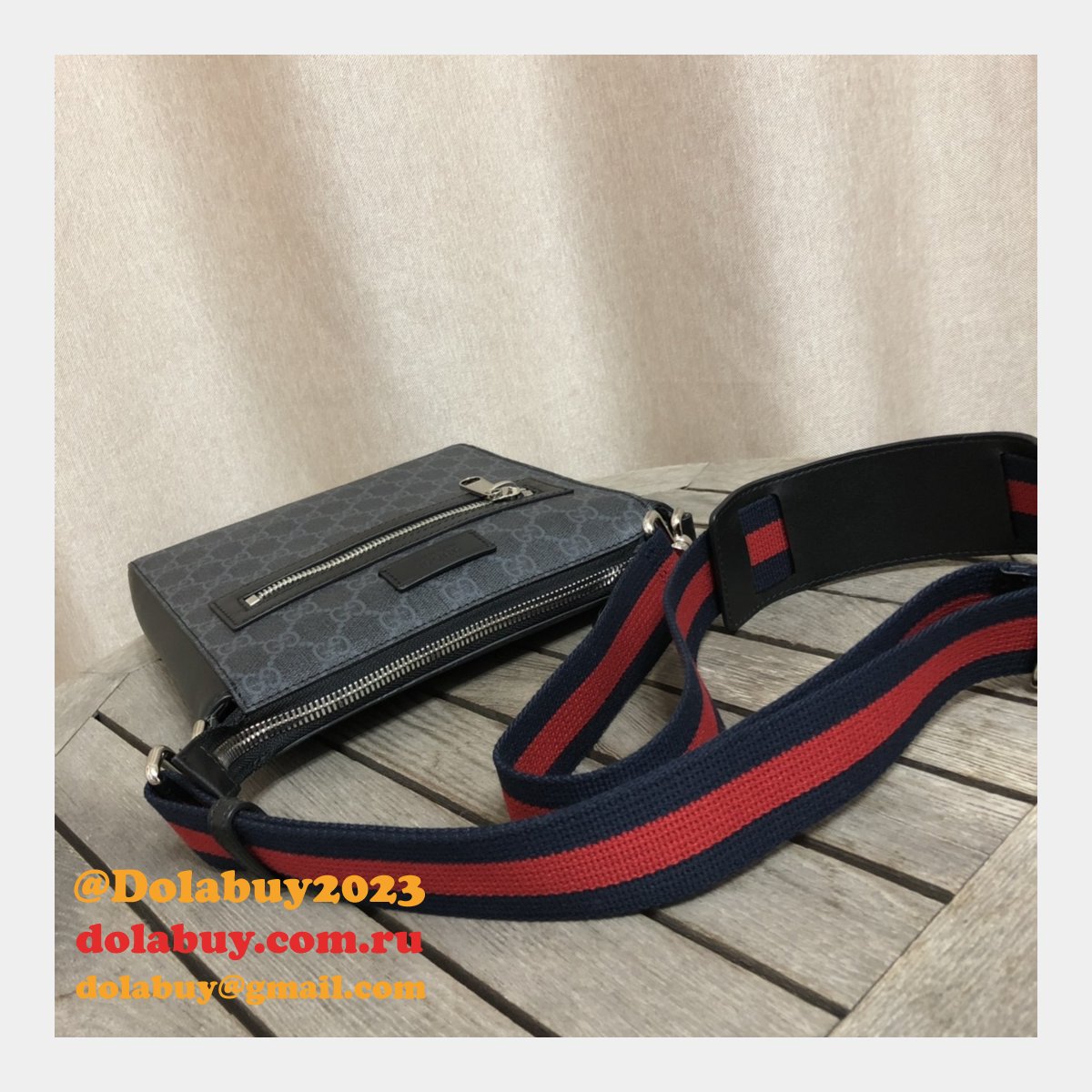 uk G*u*i fake black gg supreme small messenger 523599 bag