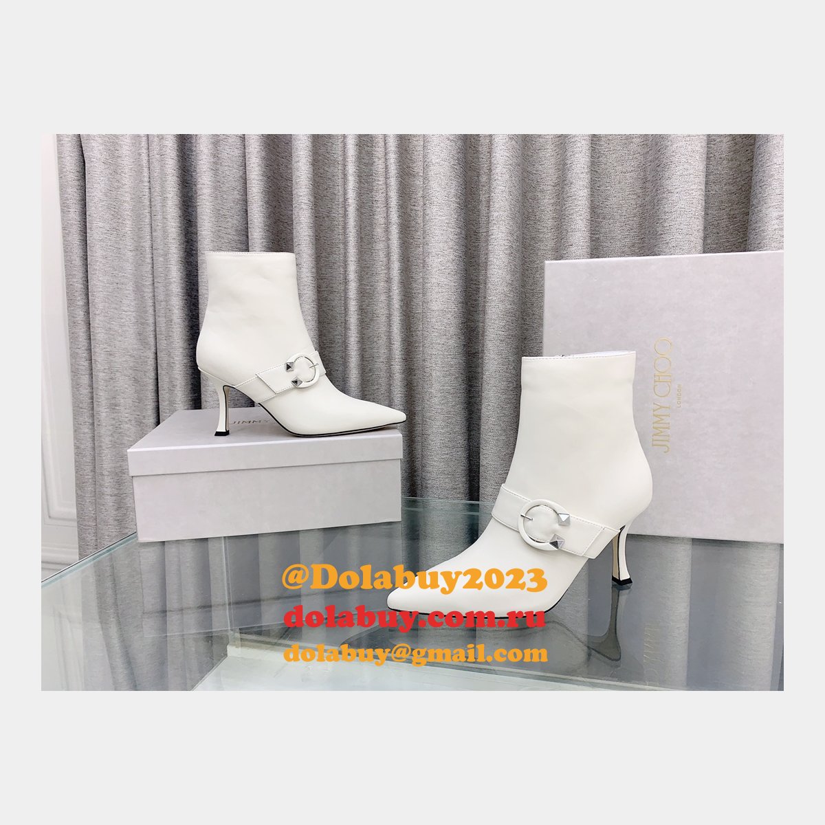 Duplicate Jimmy Choo C Buckle High Heel Ankle Replica Boots