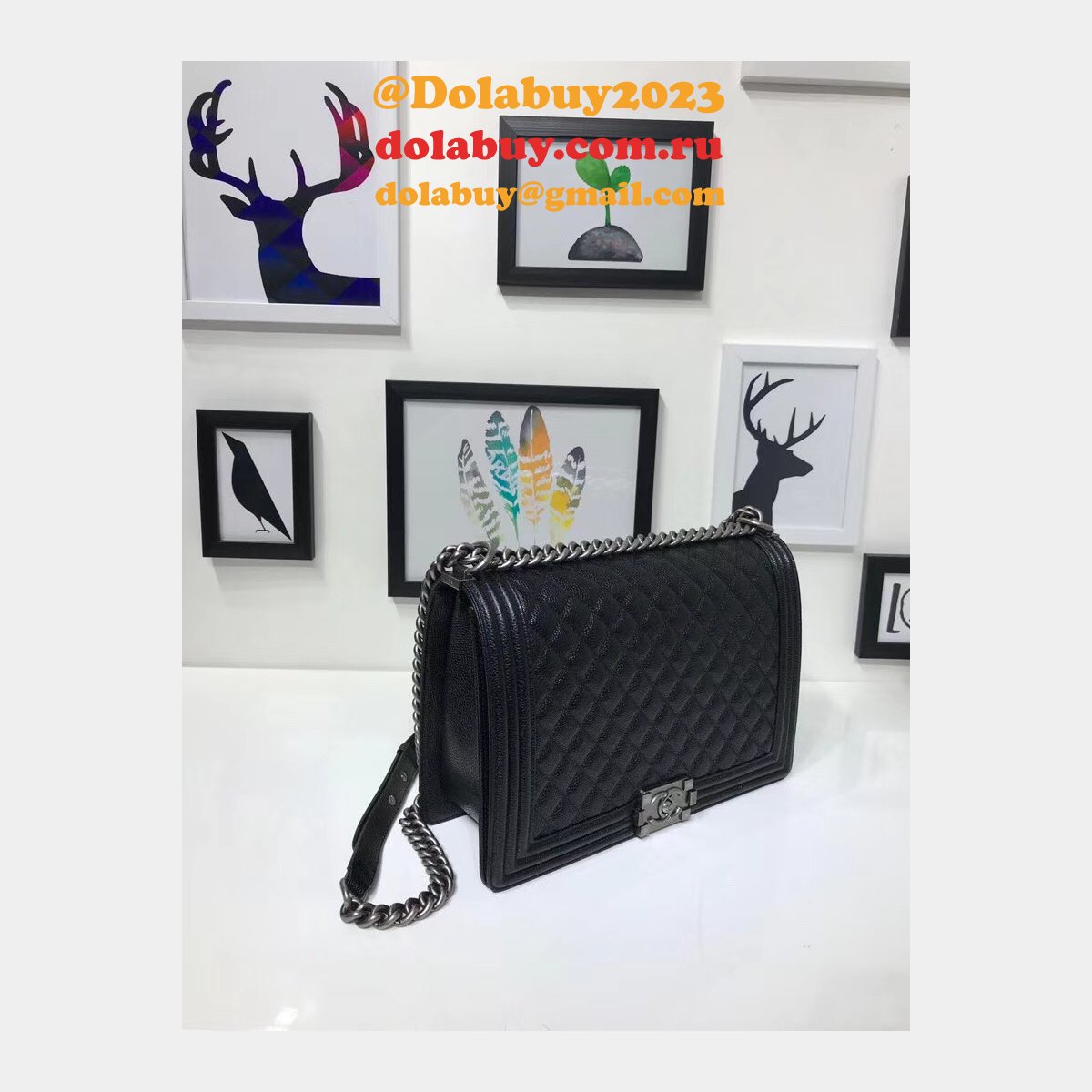 AAA+ Le Boy large Best Black Bags Caviar 30cm