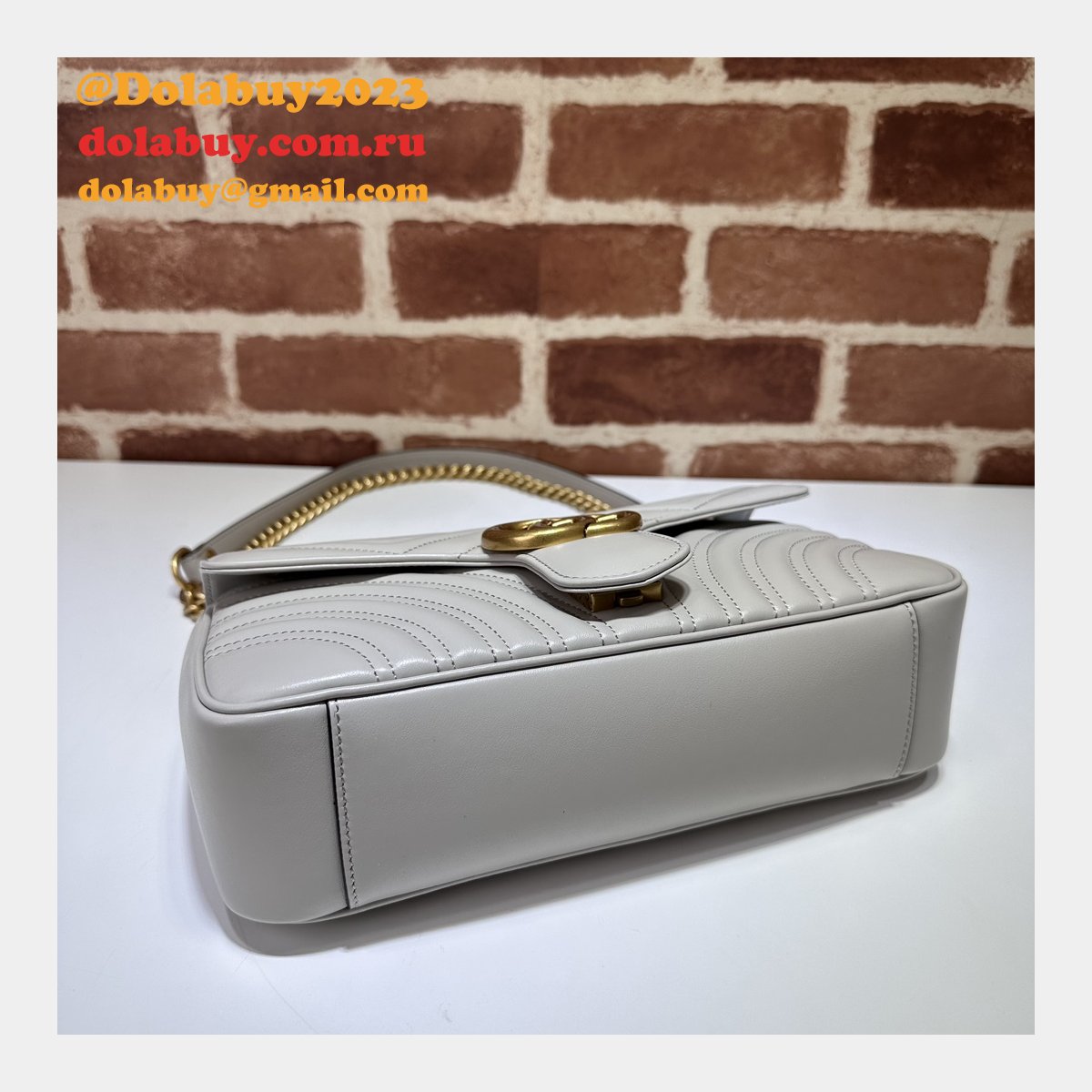 top G*u*i grey matelassé gg marmont small shoulder 443497 knockoff bag