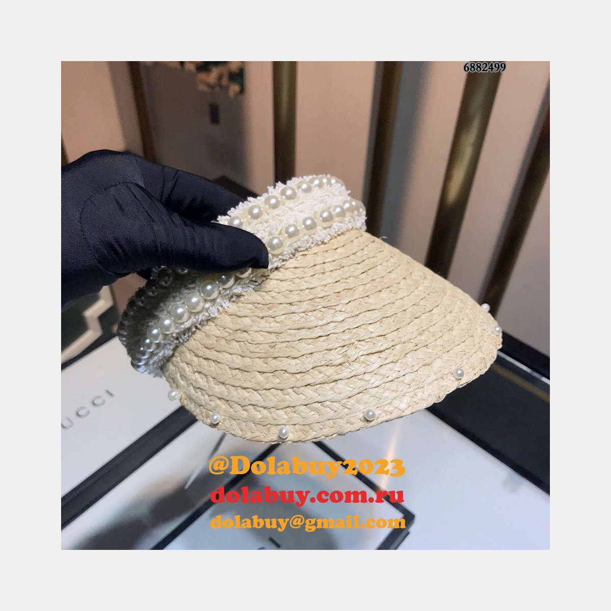 Best Christian Dior Natural raffia splicing sun Empty top hat