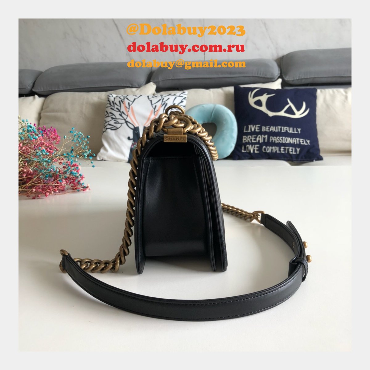 UK CC V Le Boy Top Quality Replica Black Bags Lambskin 25cm