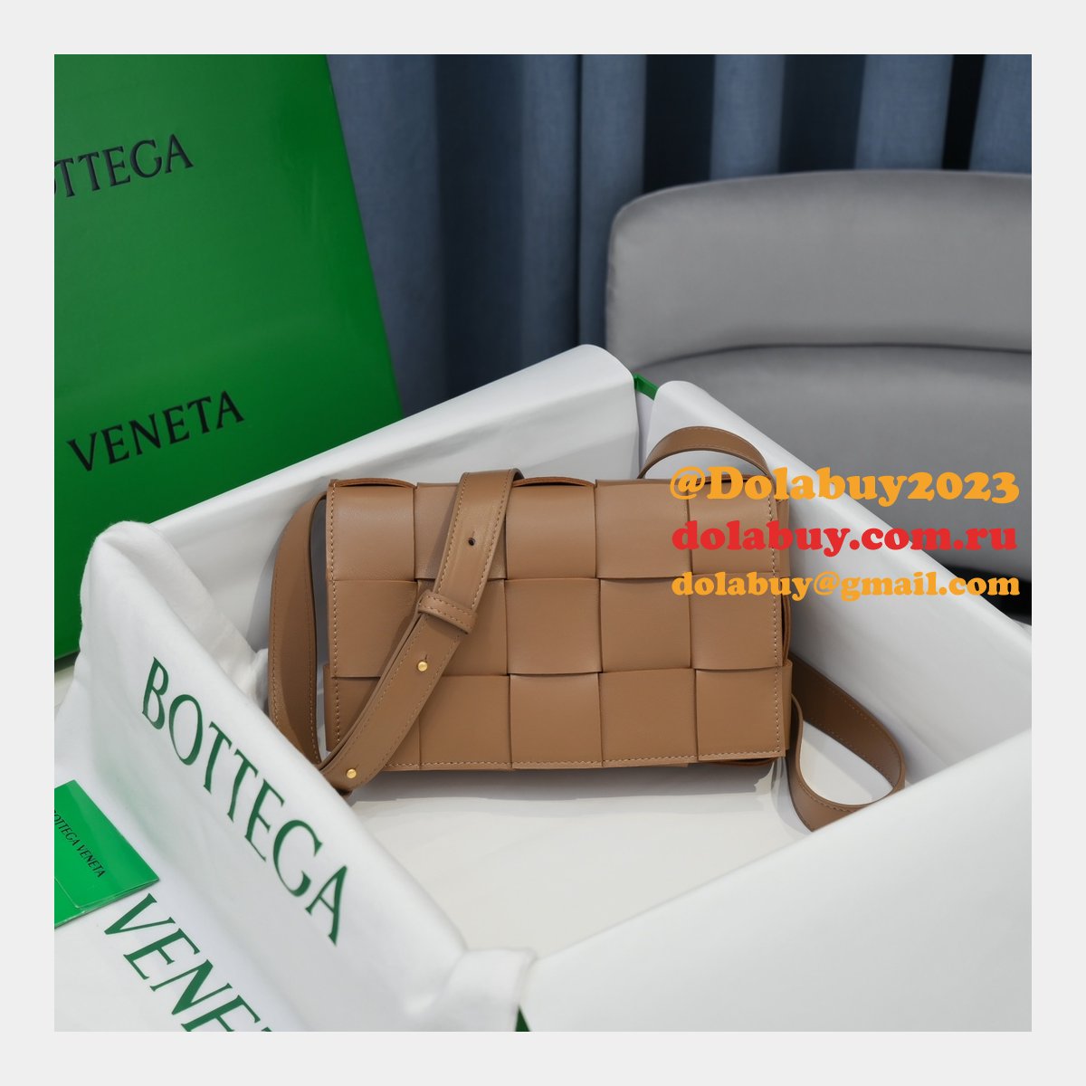 Top Quality Bottega Veneta Cassette Lambskin Crossbody Bag