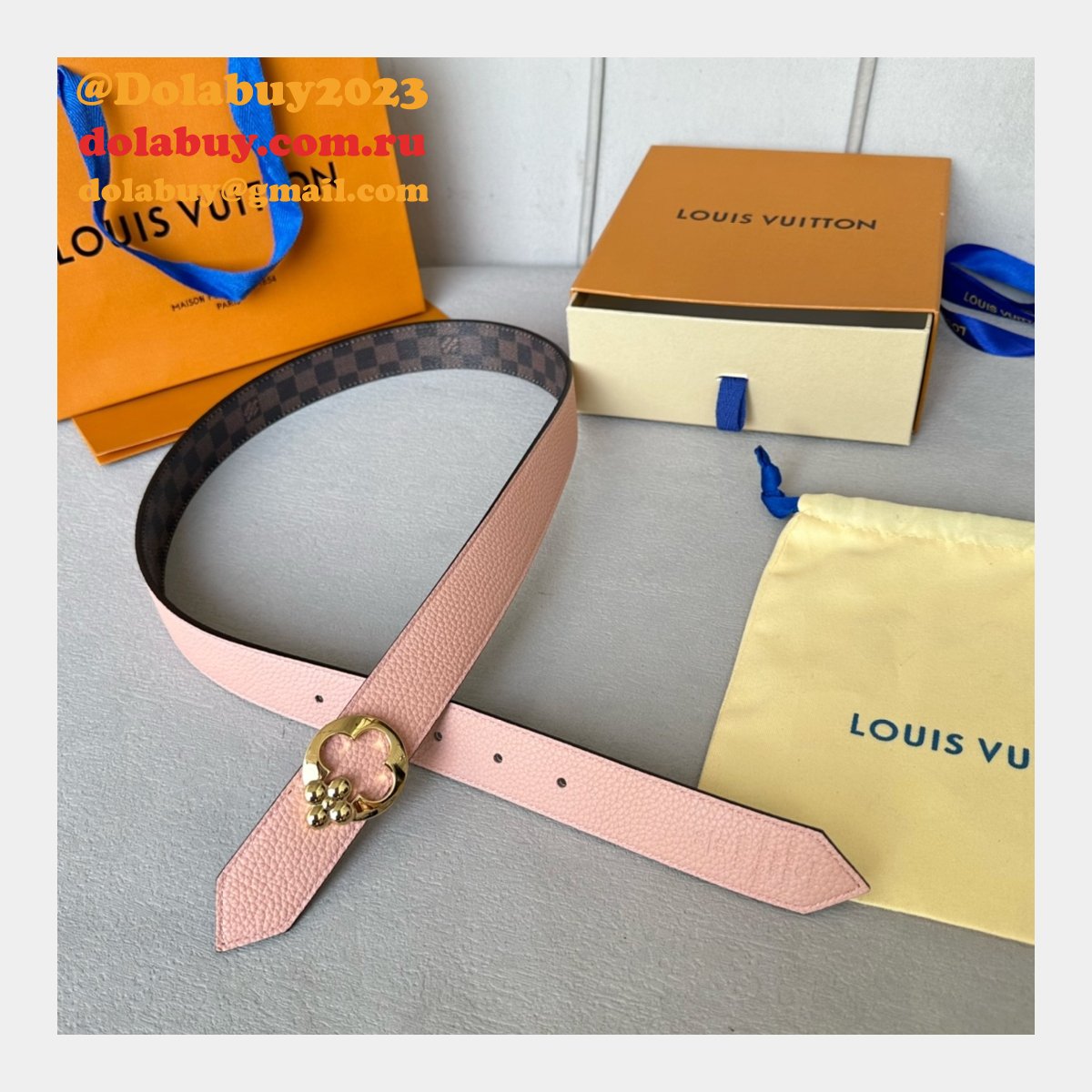 Designer LOUIS VUITTON Women Flowergram Belt 30MM