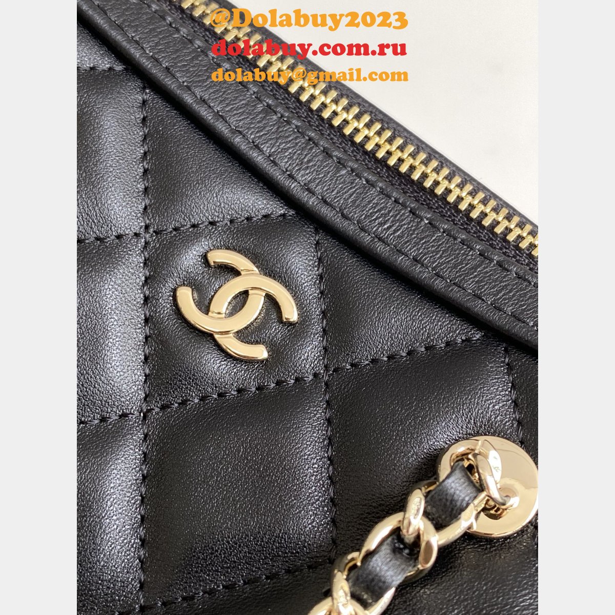 Wholesale AP4474 Black Replica Classic Clutch With Chain Bags