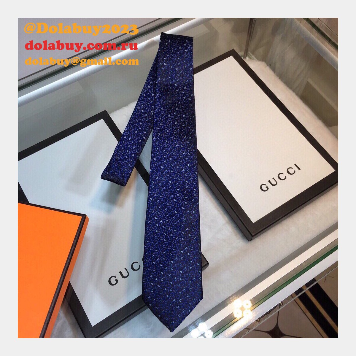 Hermes Replica Mens Silk Tie Geometric Pattern