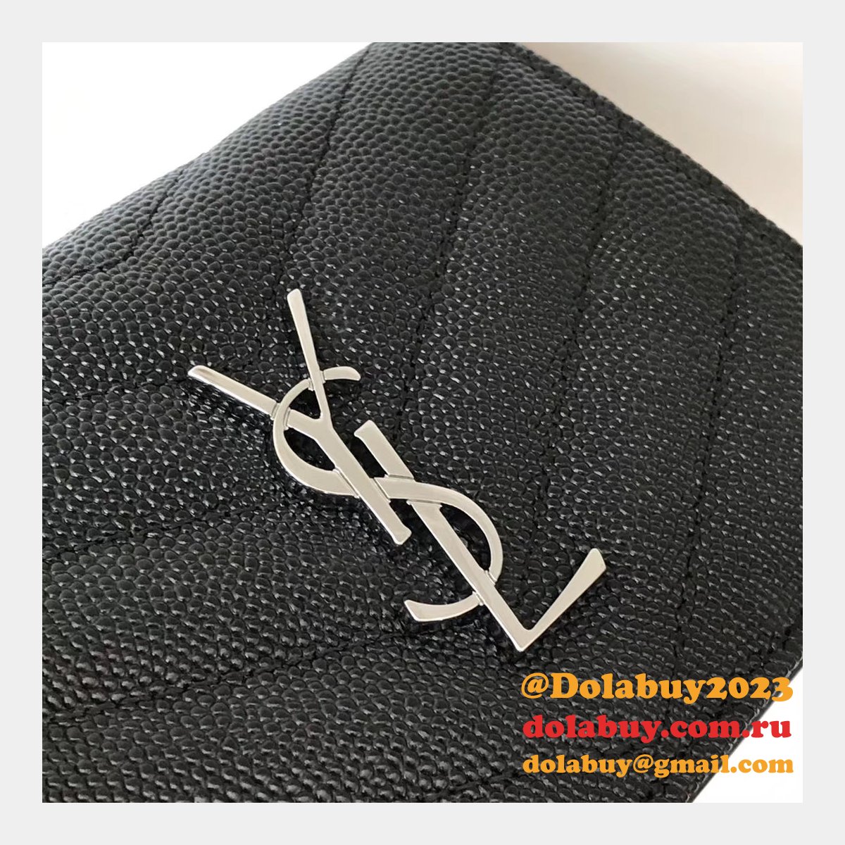 Fake YSL Saint Laurent Short MONOGRAM 459738 Black Wallet