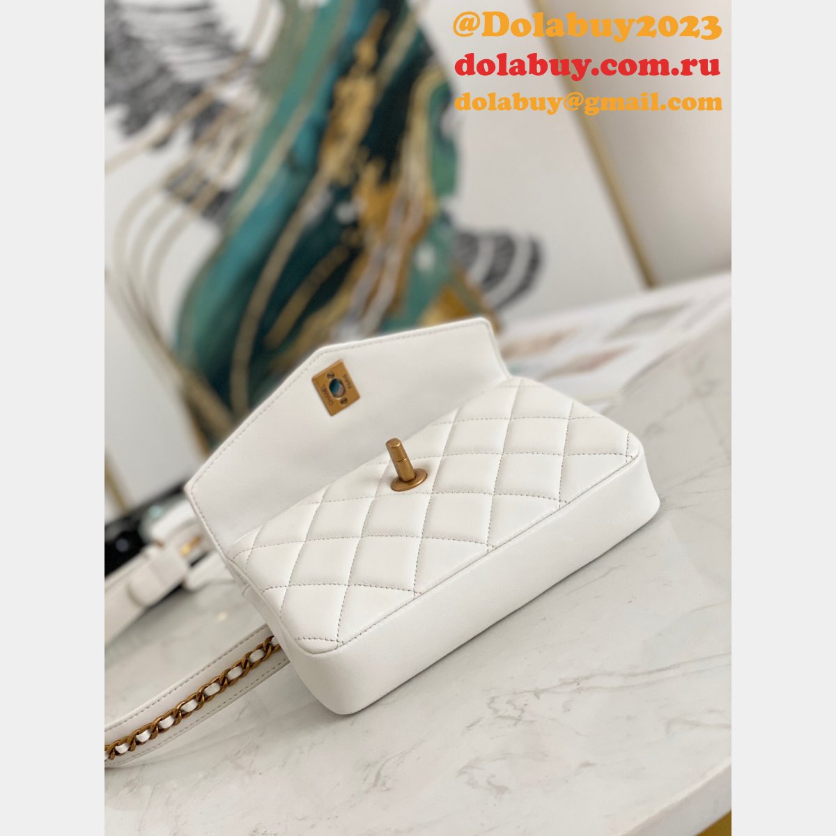 Fashion 1:1 Belt Replica Bag 99009 Lambskin & Gold Metal