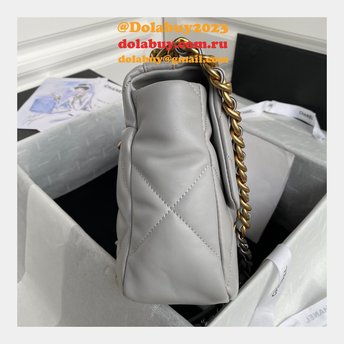 Top CC 19 Bags 2021 Light Grey 30CM