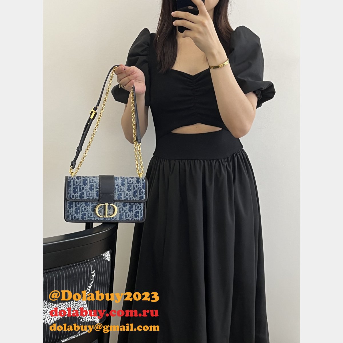 Luxury Christian Dior 9207 30 Montaigne East-West Denim Inspired Oblique Bag