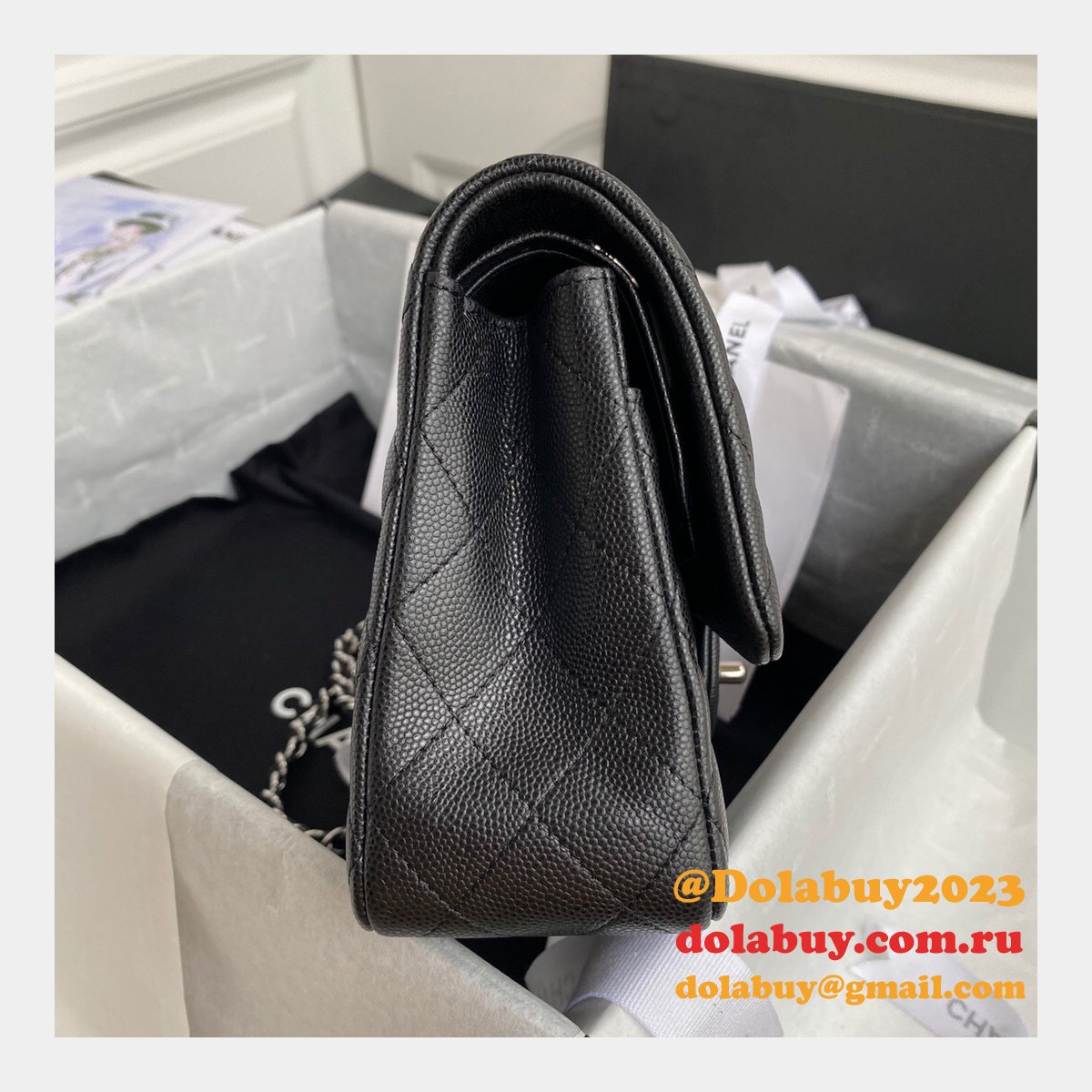 CC Replica 25.5CM Classic Flap Bag Caviar Leather Black A01112