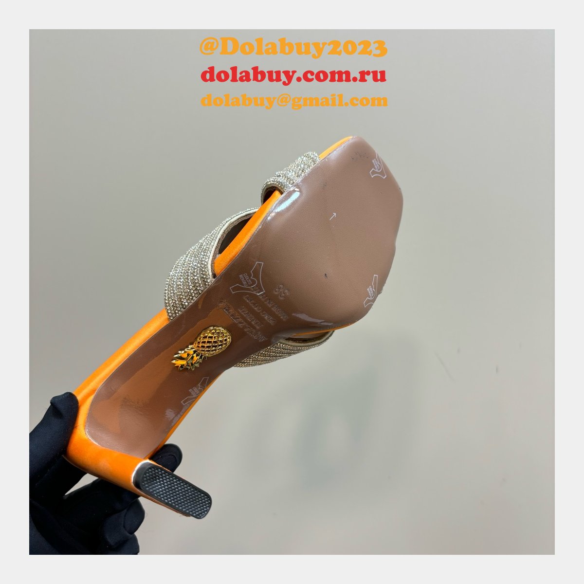 Wholesale AQUAZZURA 1:1 Mirror Rhinestone High-heeled Sandals