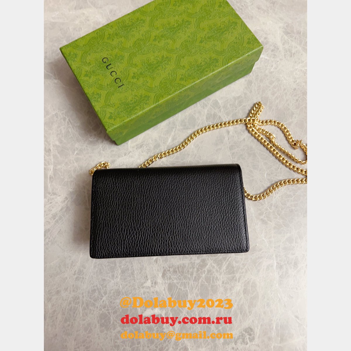 top luxury G*u*i replicas 497985 marmont leather mini chain wallets bag