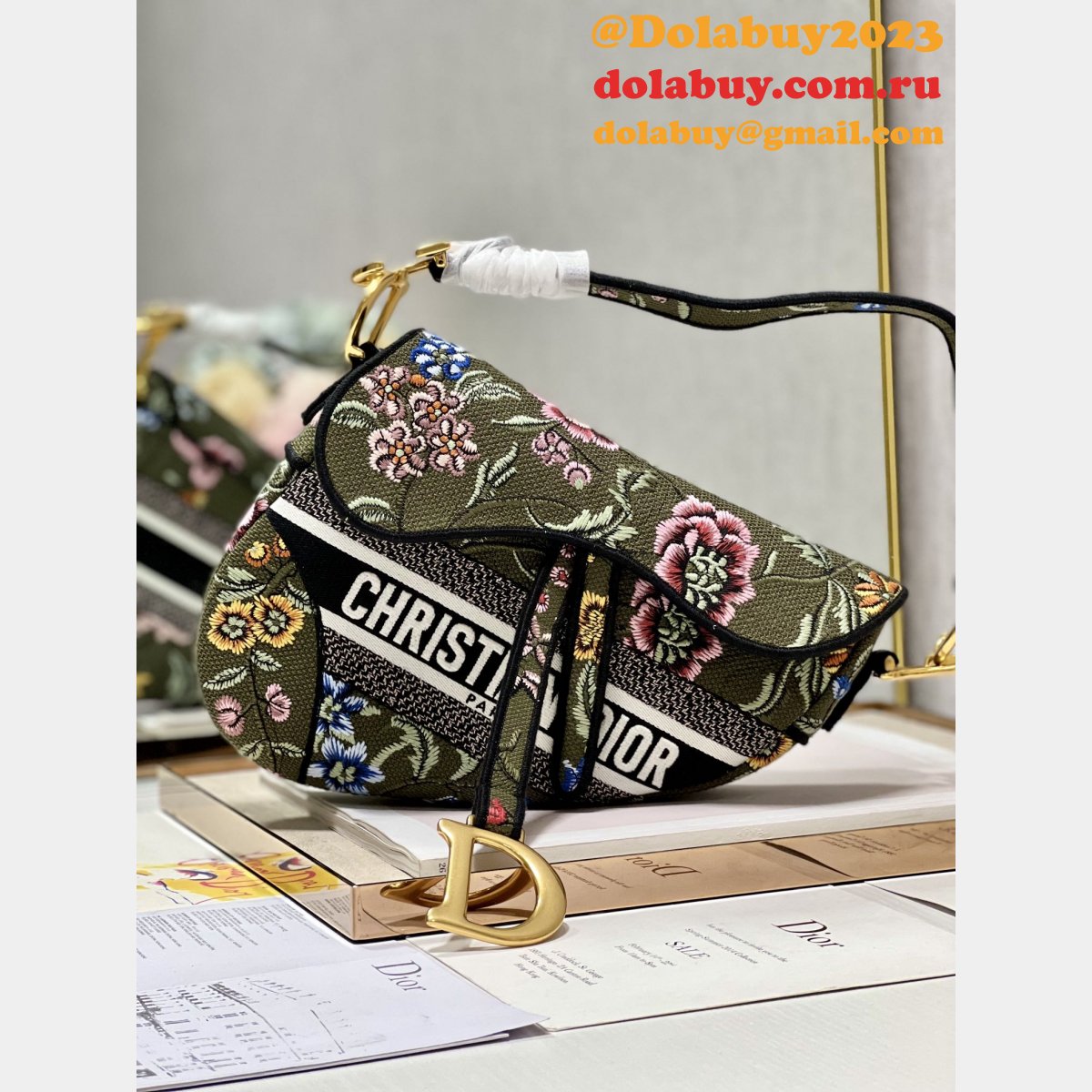 Christian Dior AAA Oblique Saddle Blooming green 9012/0446 Fake Bag