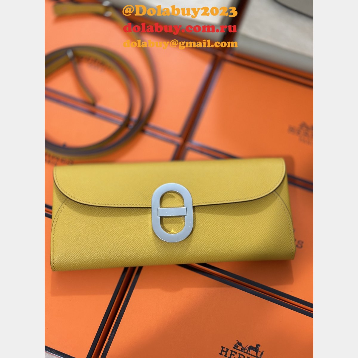 Luxury Hermes  D Ancre to go clutch Epsom bag