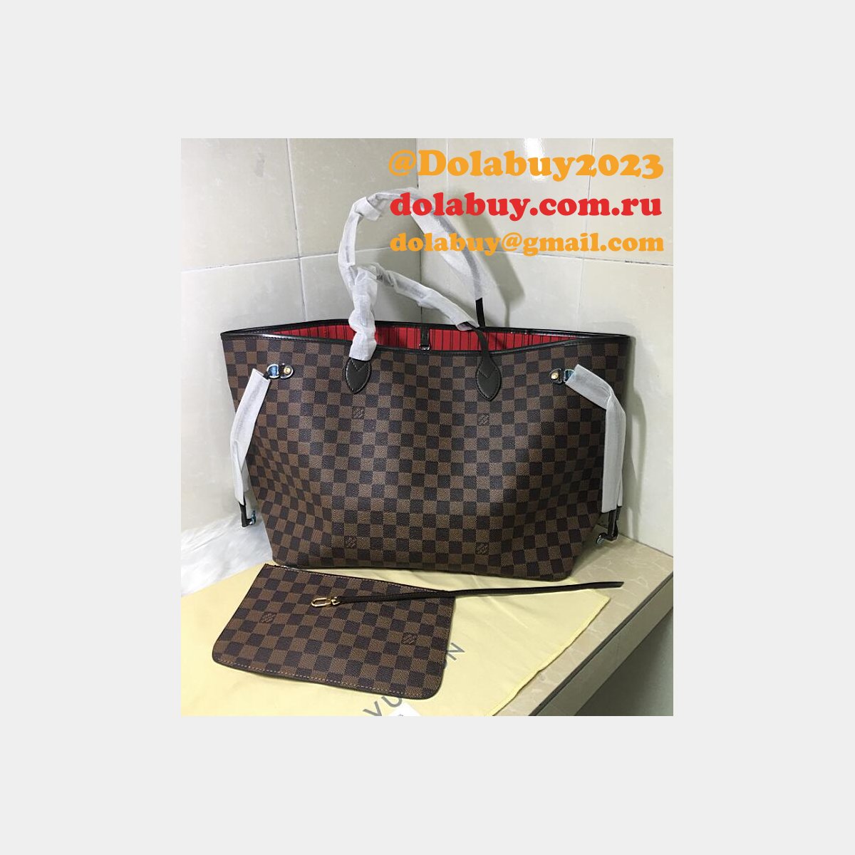 AAA+ Louis Vuitton Wholesale Neverfull GM Damier Ebene N41357 Brown