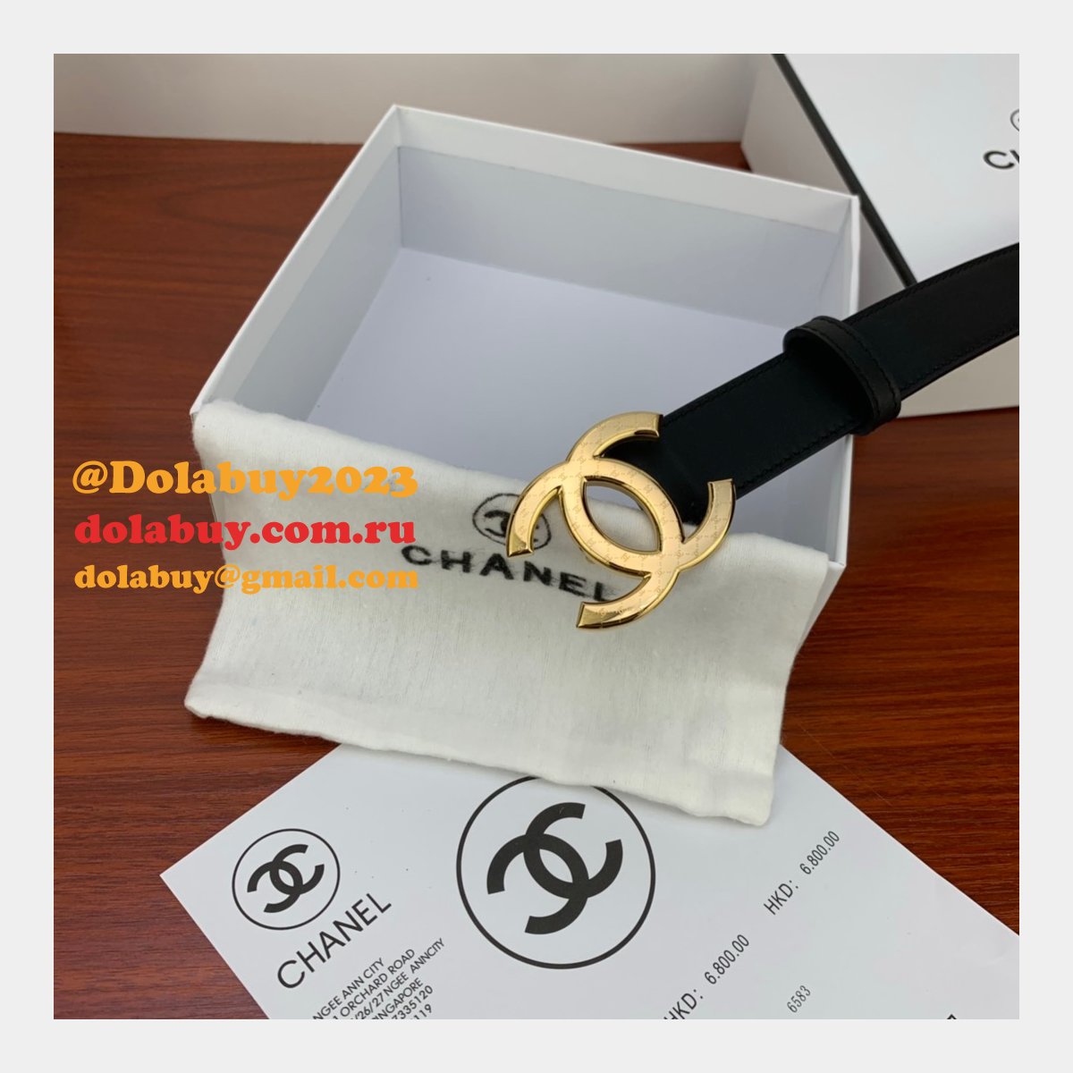 Cheap Replica CC Double C Belt Black Width 3.4cm 1145