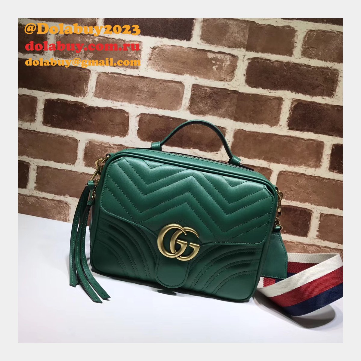 top quality G*u*i replica 498100 leather gg marmont small shoulder bag