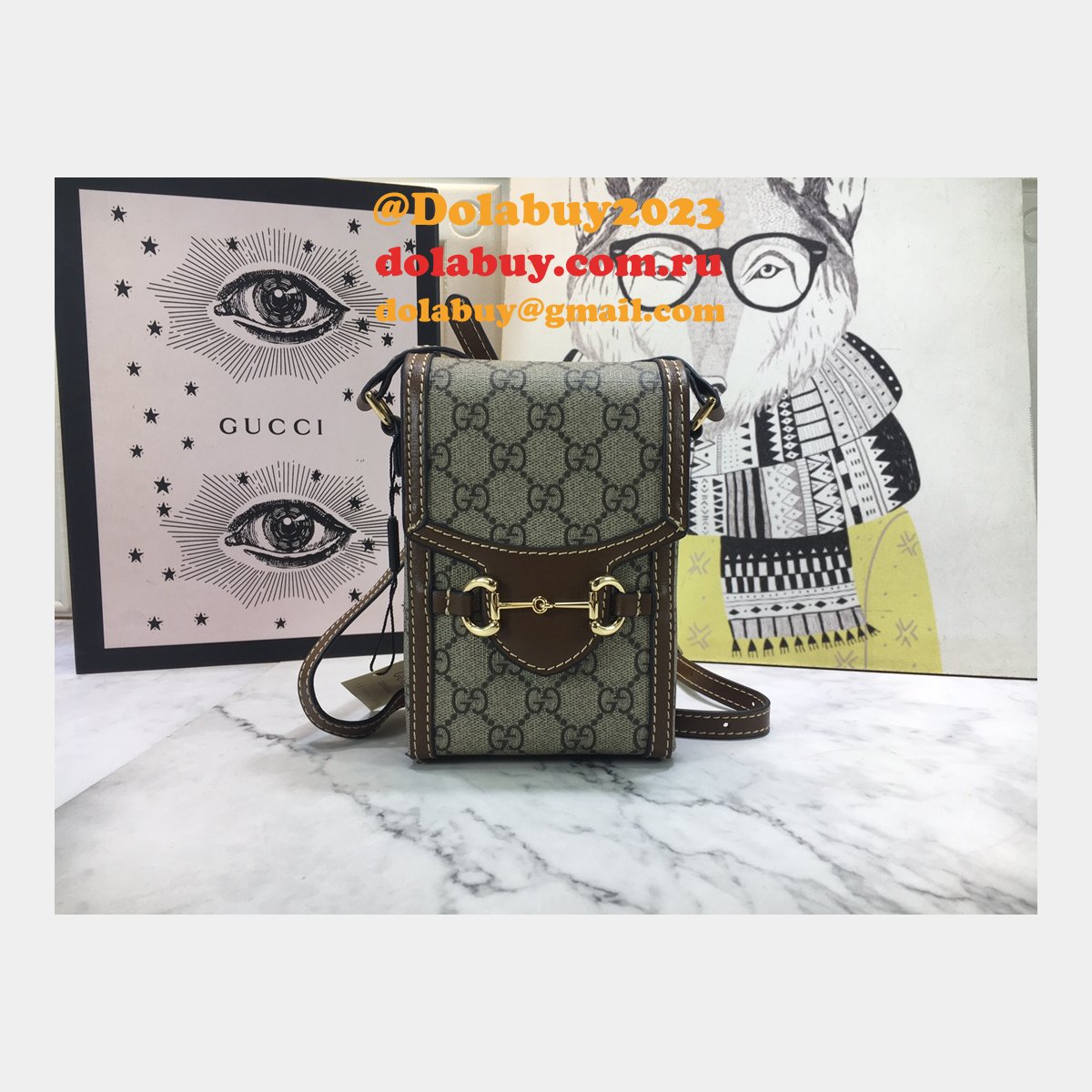 replica G*u*i brown G*u*i horsebit 1955 mini 625615 bag