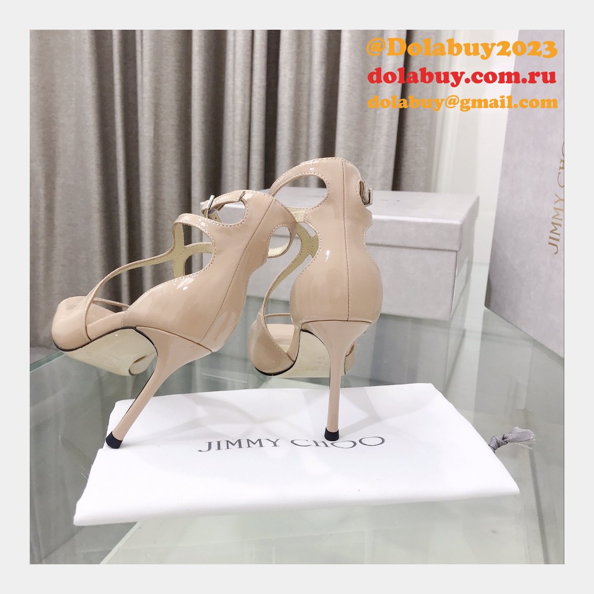 Azia 110 Patent Leather Sandal Knockoff Jimmy Choo Heel: 8.5 cm Shoes