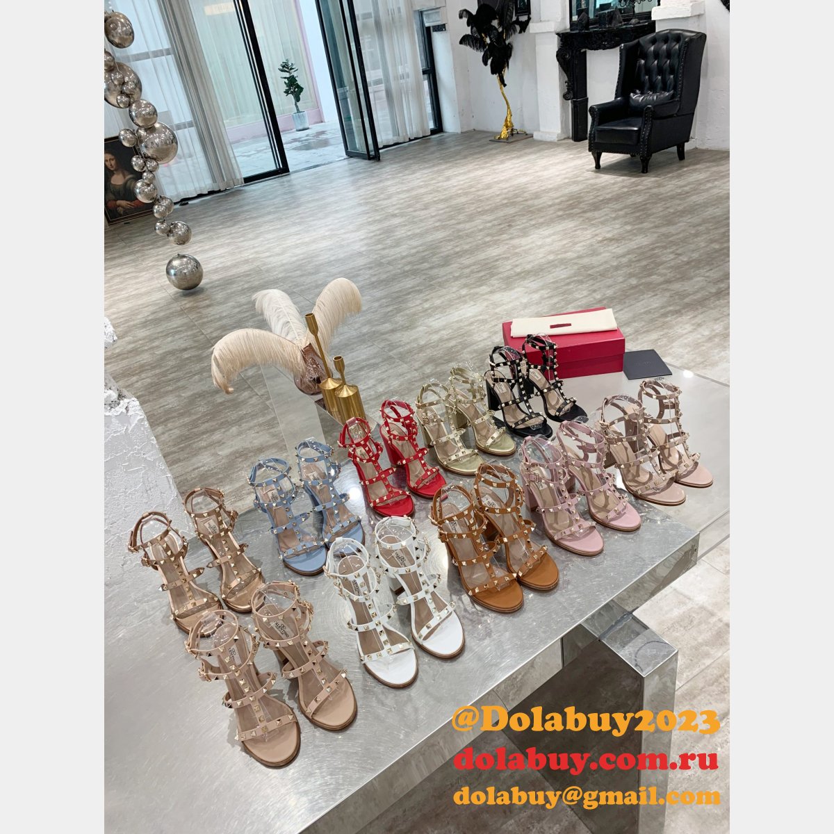 Replica valentino ROCKSTUD CALFSKIN ANKLE STRAP SANDAL