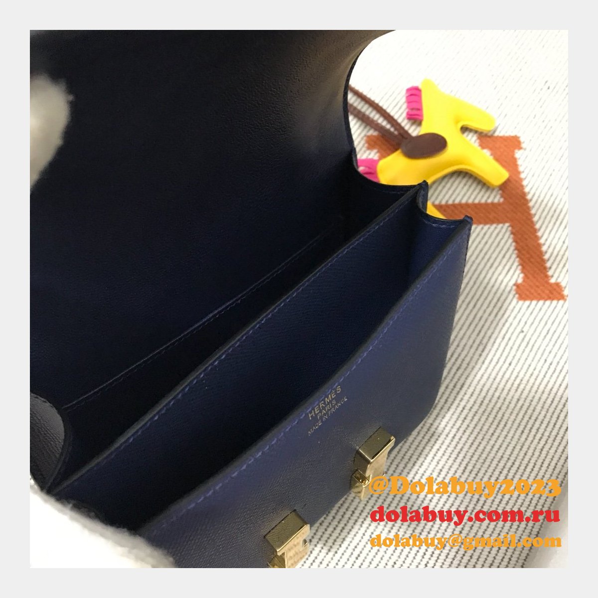 Hermes Constance Bag 18cm Epsom Leather dark blue