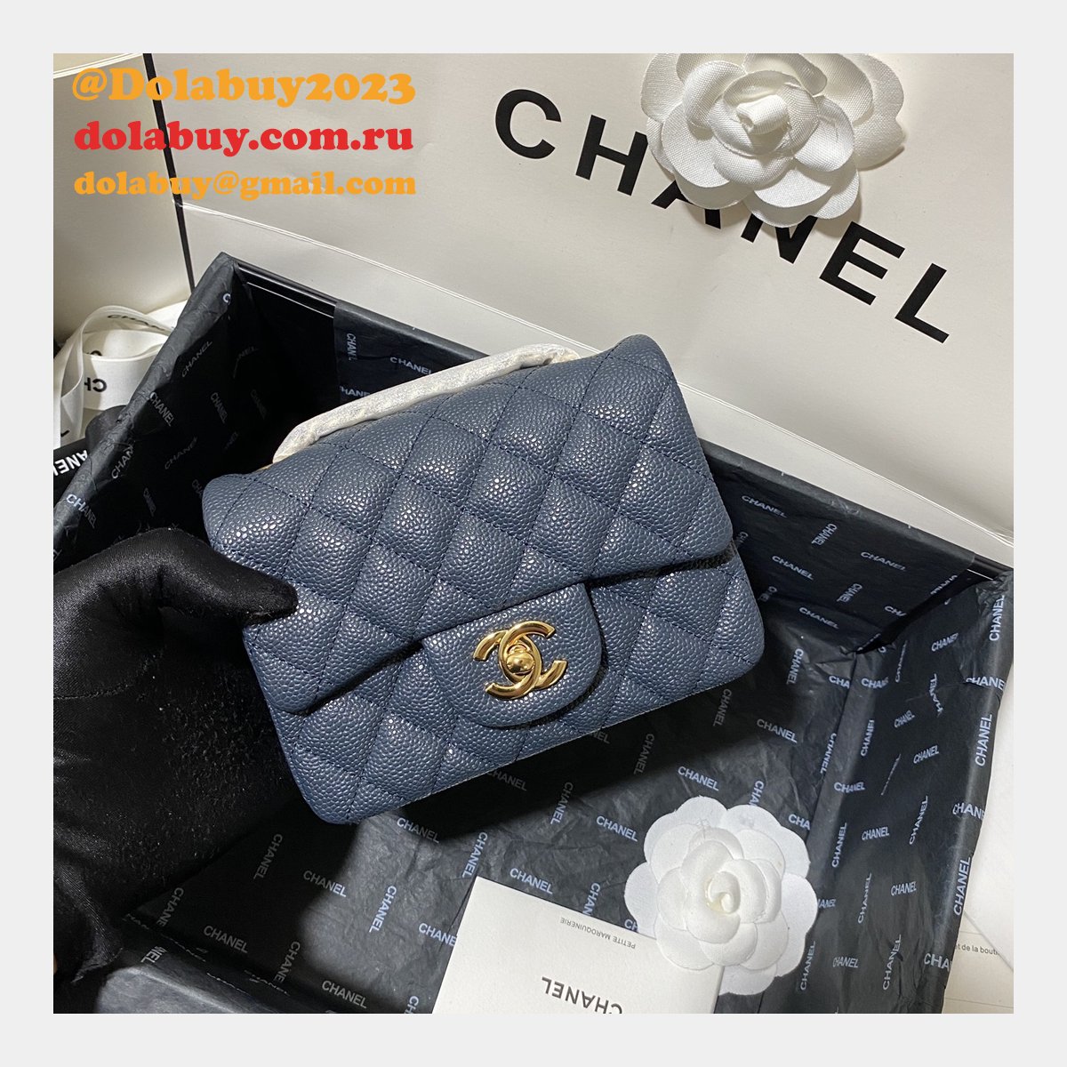 Perfect CC 17CM Classic Flap Caviar Leather Bag