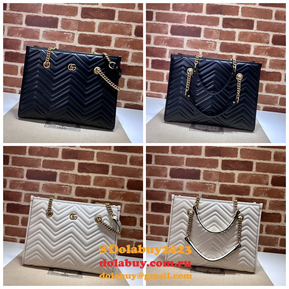 Tote GG Marmont White/Black 779724 Gucci Replica Bag