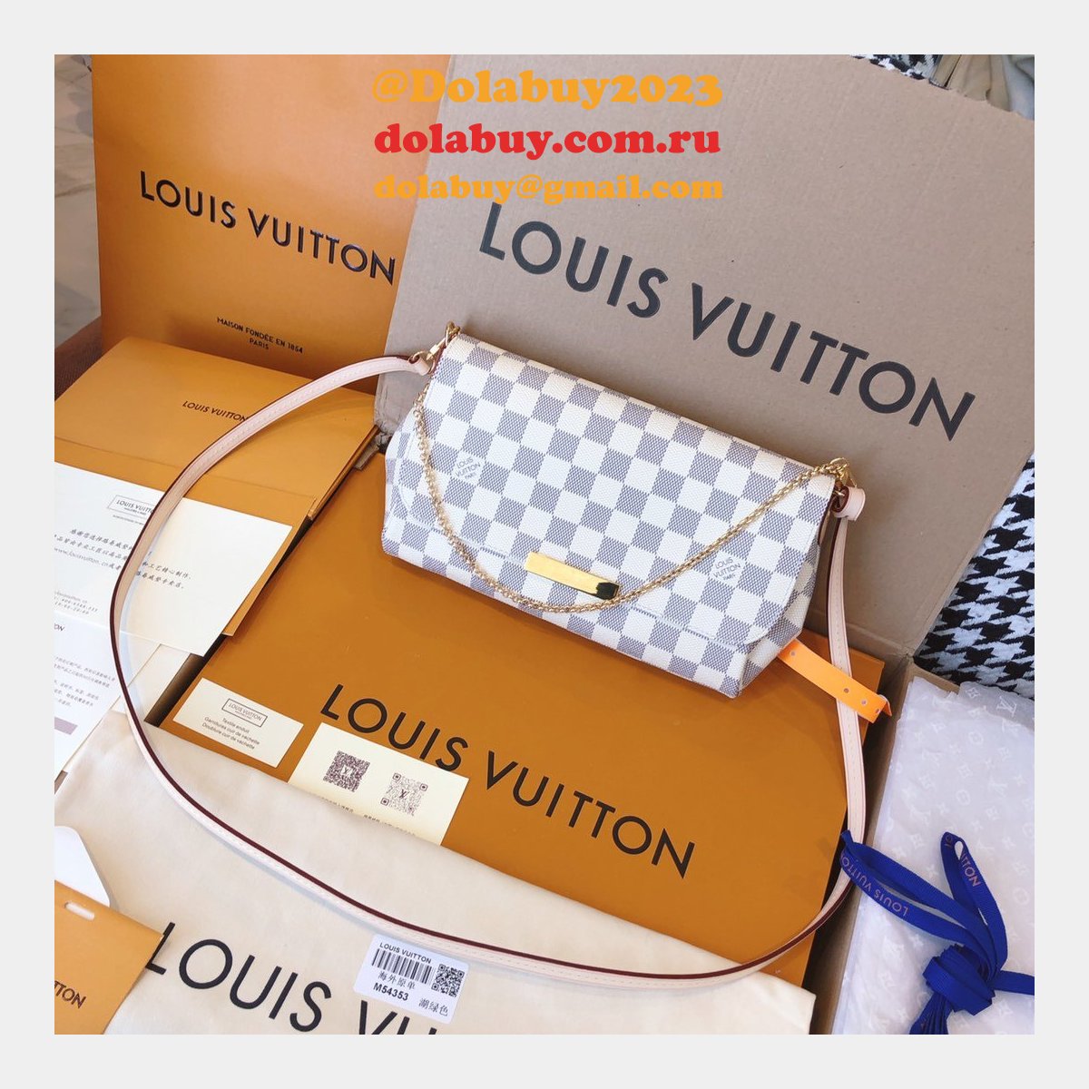 High Quality Louis Vuitton Damier Azur Canvas Favorite PM N41277