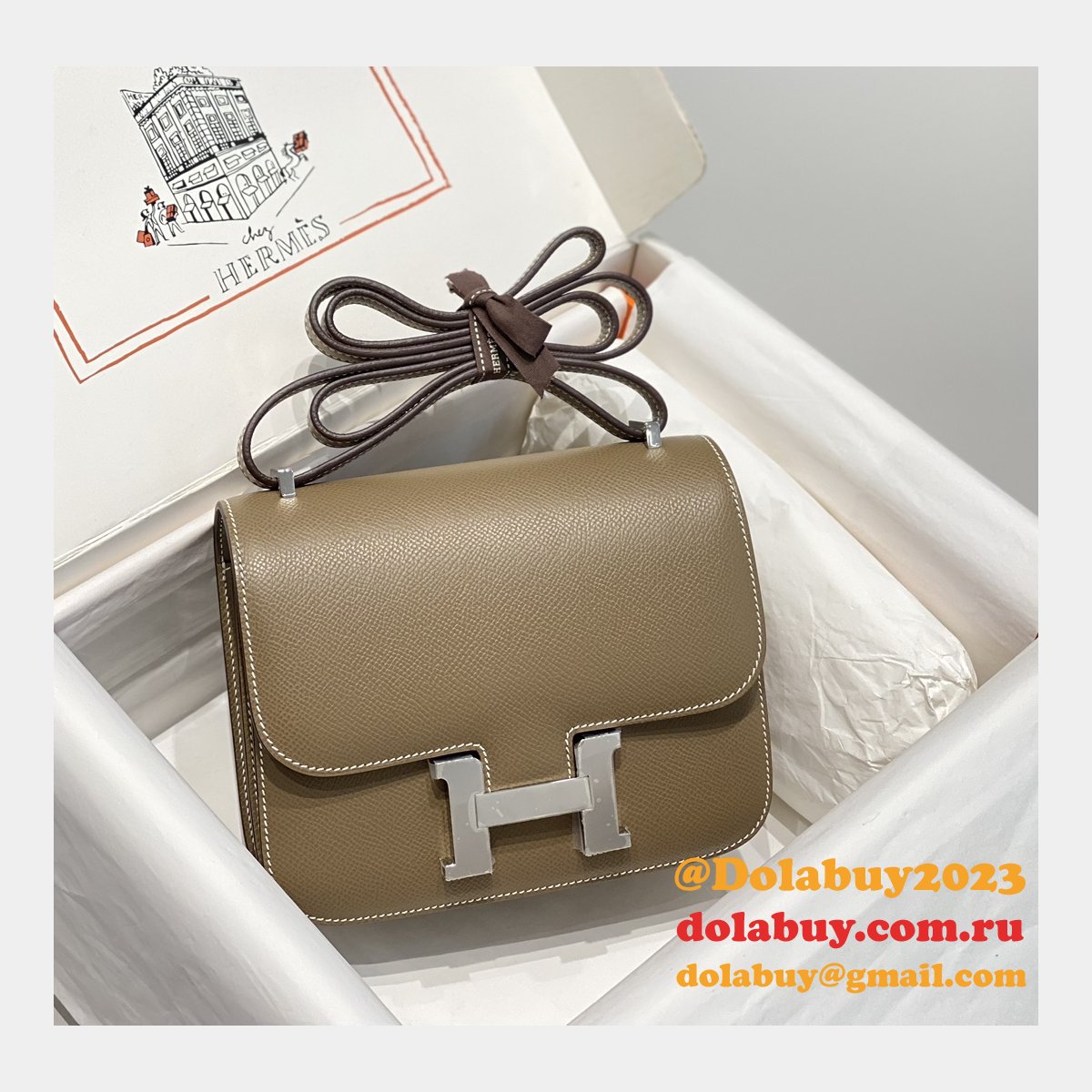 Hermes Constance Bag 18cm Epsom Leather Elephant grey