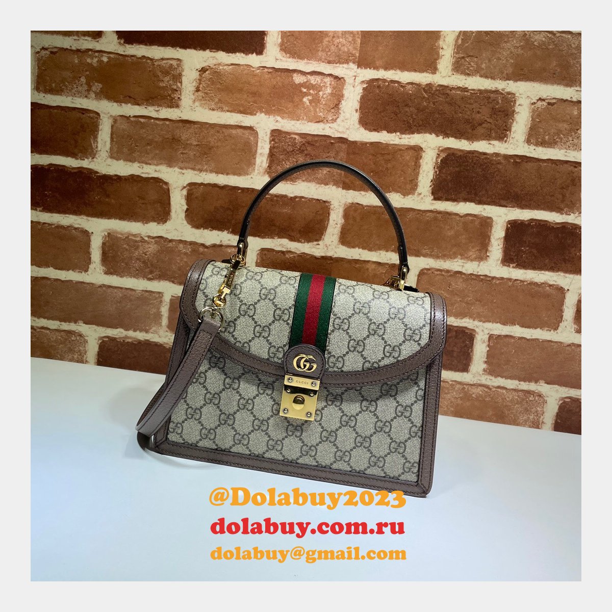 replica G*u*i ophidia 651055 gg top handle bag brown