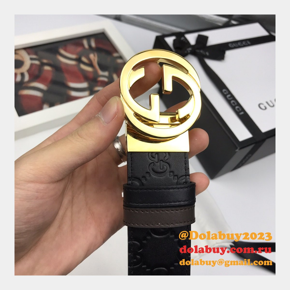 7 star G*u*i 37mm replica interlocking g-buckle leather black belt