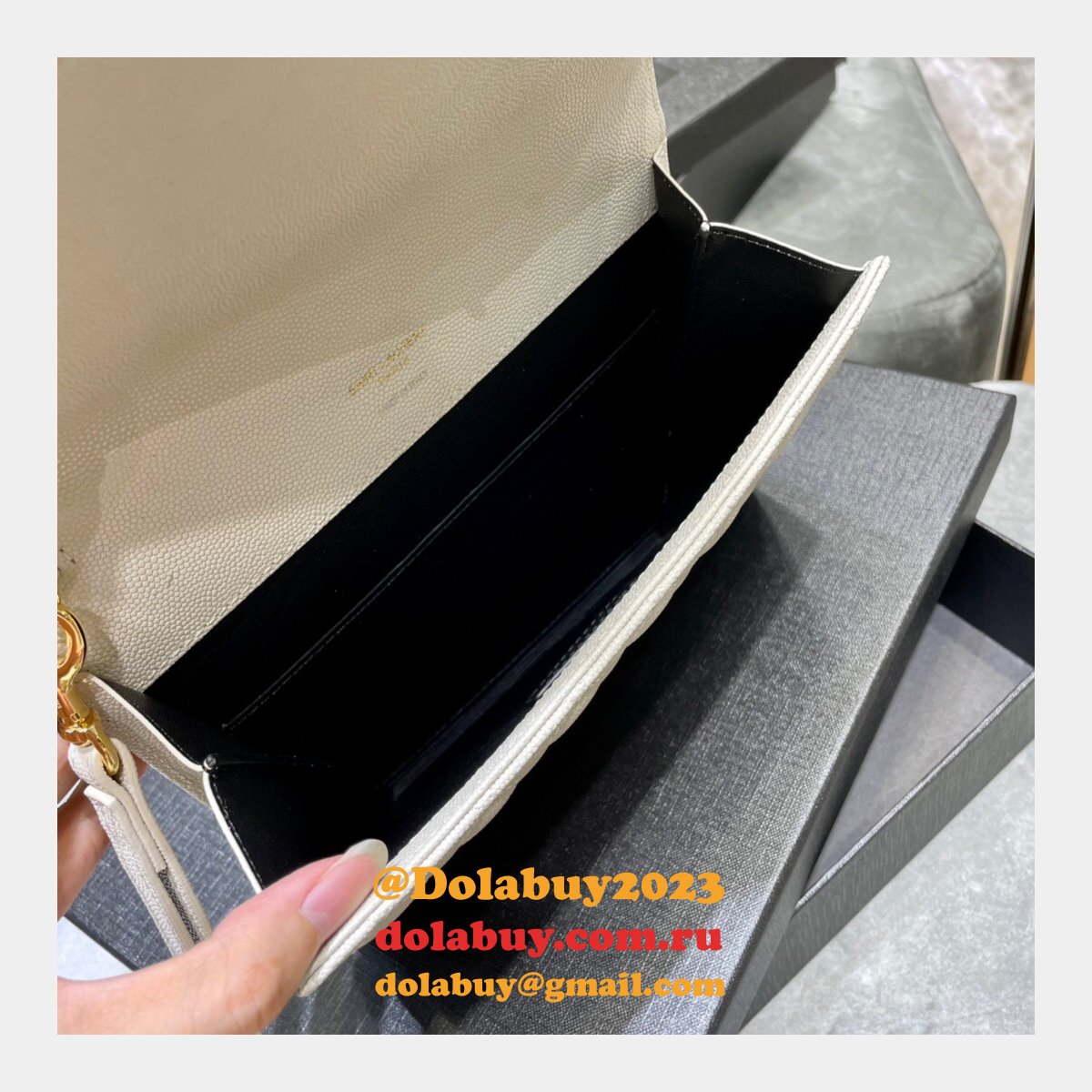 Cheap YSL 617662 Monogran clutch in quilted grain de poudre embossed Outlet