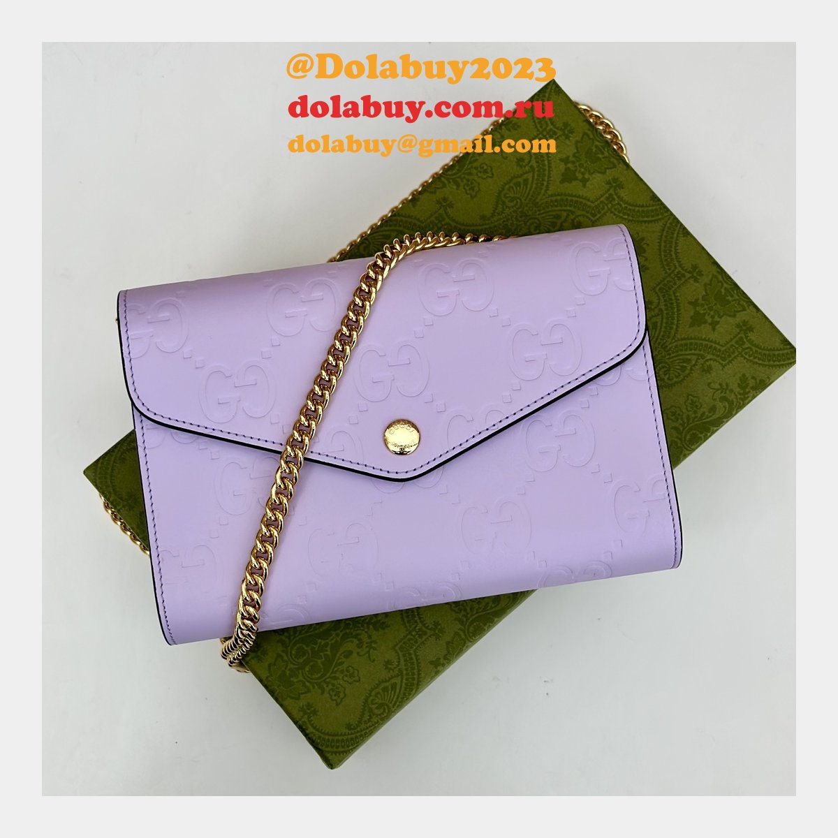 G*u*i copy gg leather chain wallet 1:1 mirror 781555 bag