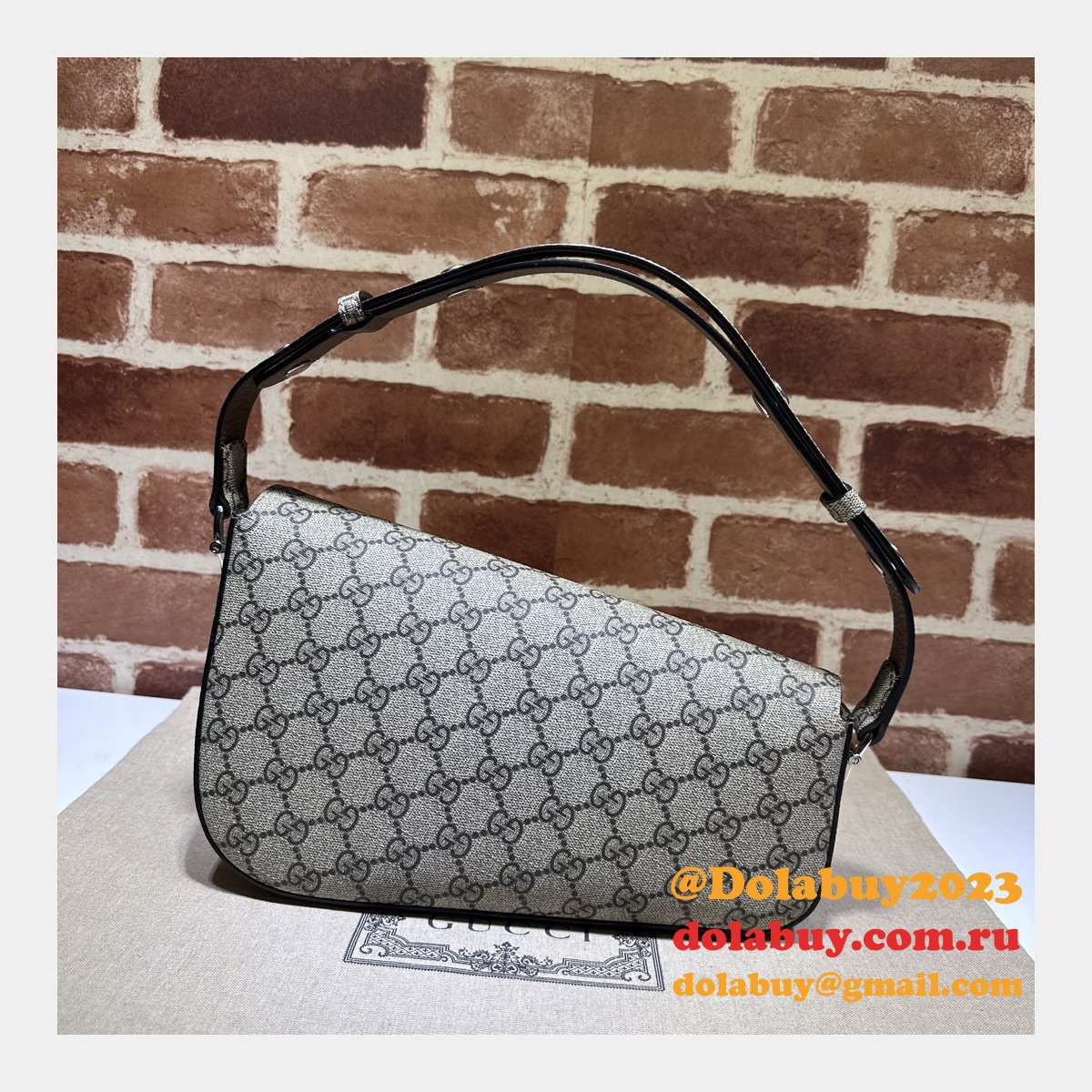 perfect G*u*i replica horsebit 764155 7 star 1955 shoulder beige bag