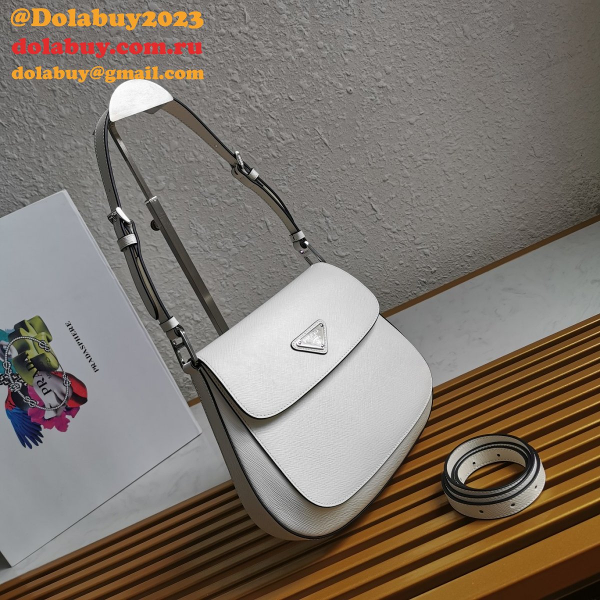 High Quality Prada Cleo Brushed Knockoff Leather Shoulder Bag