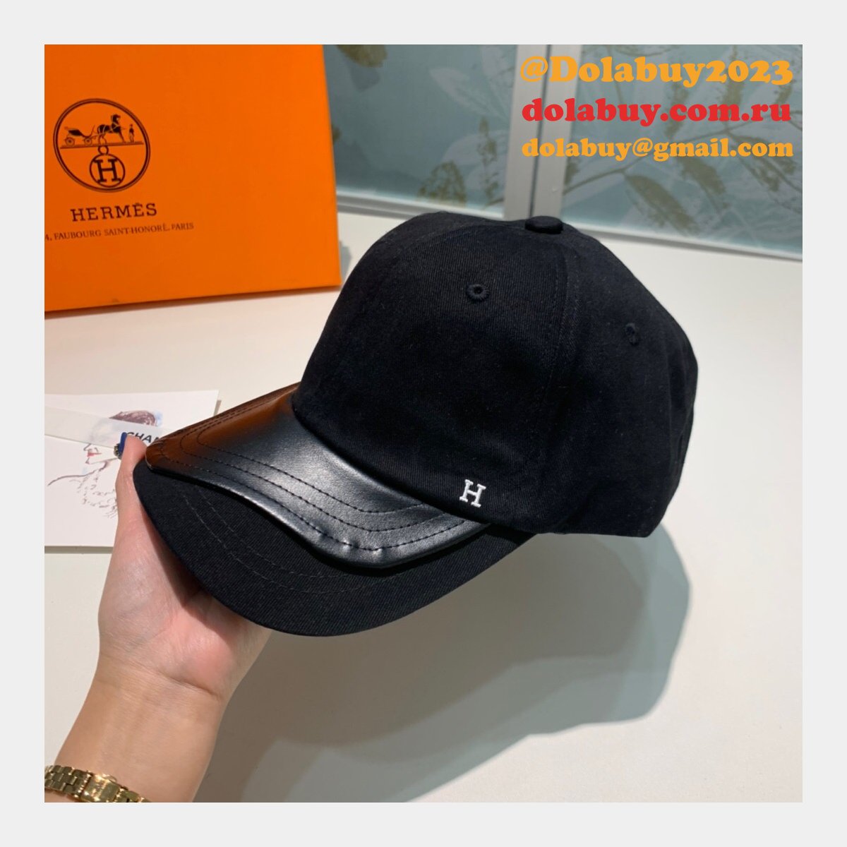 Hermes High Quality Canvas fabric Peaked cap