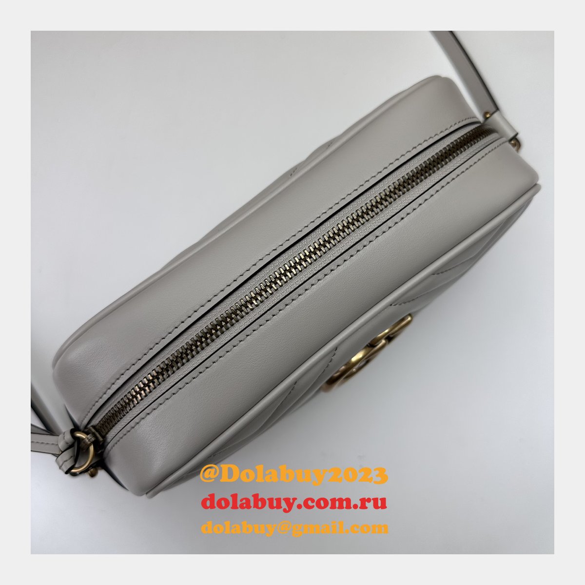 Light Grey Designer 447632 Copy GG Marmont Small Matelassé Shoulder Bag