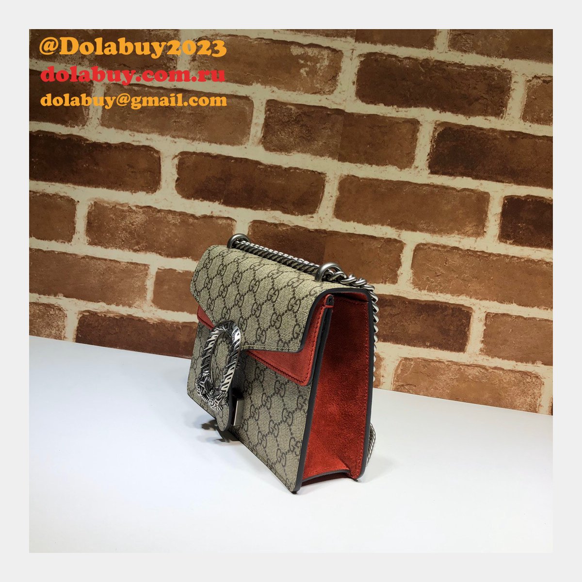 G*u*i replica dionysus gg supreme mini 421970 red fake bag