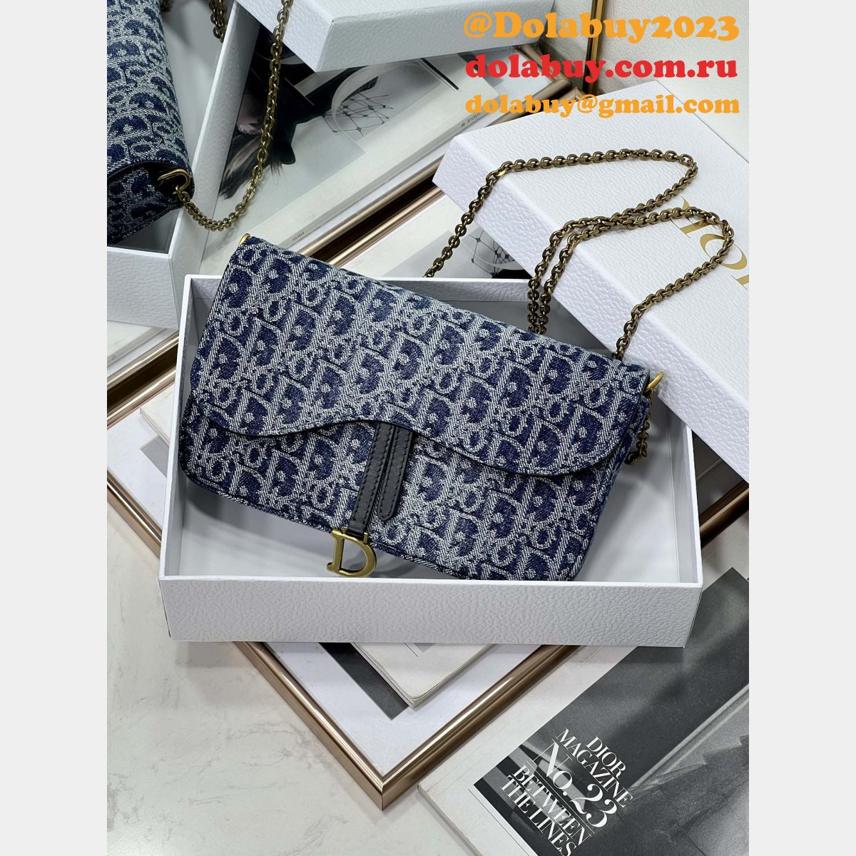 Christian Dior Shop Inspired Saddle Pouch Chain 2045 Bag