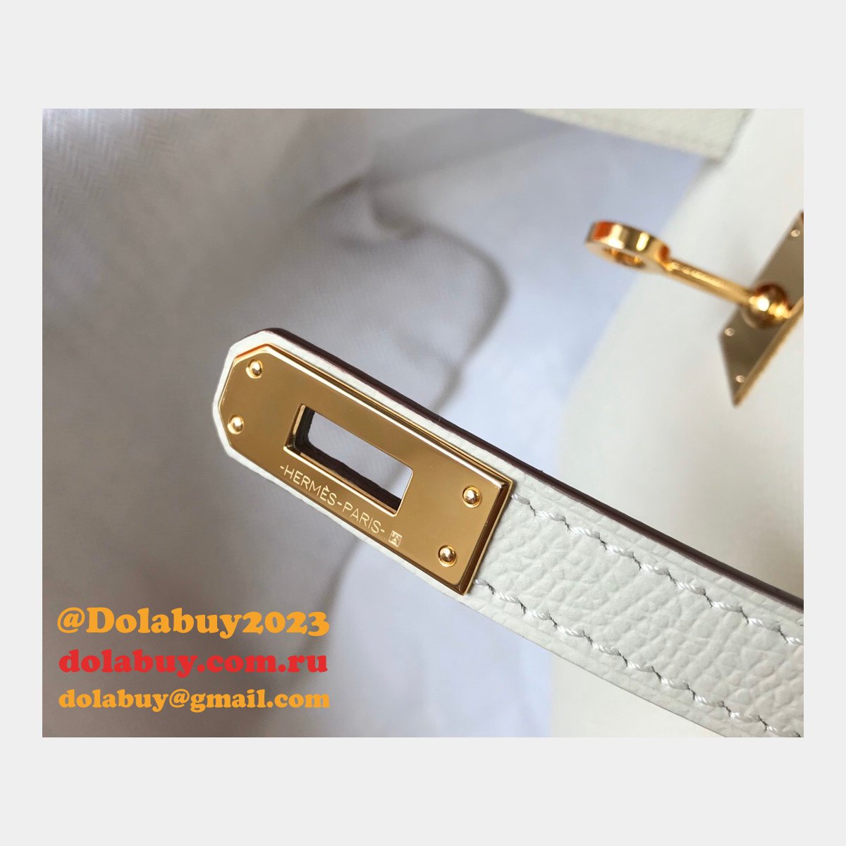 Replica Hermes Mini Kelly Handbag Epsom leather Off white