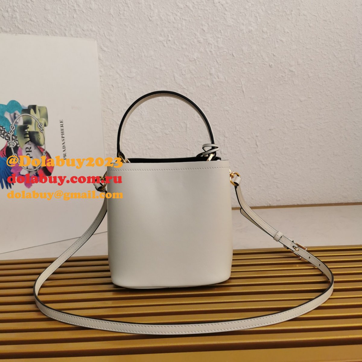 Platinum Prada 1BA373 Panier Saffiano Leather Perfect Replica Bag