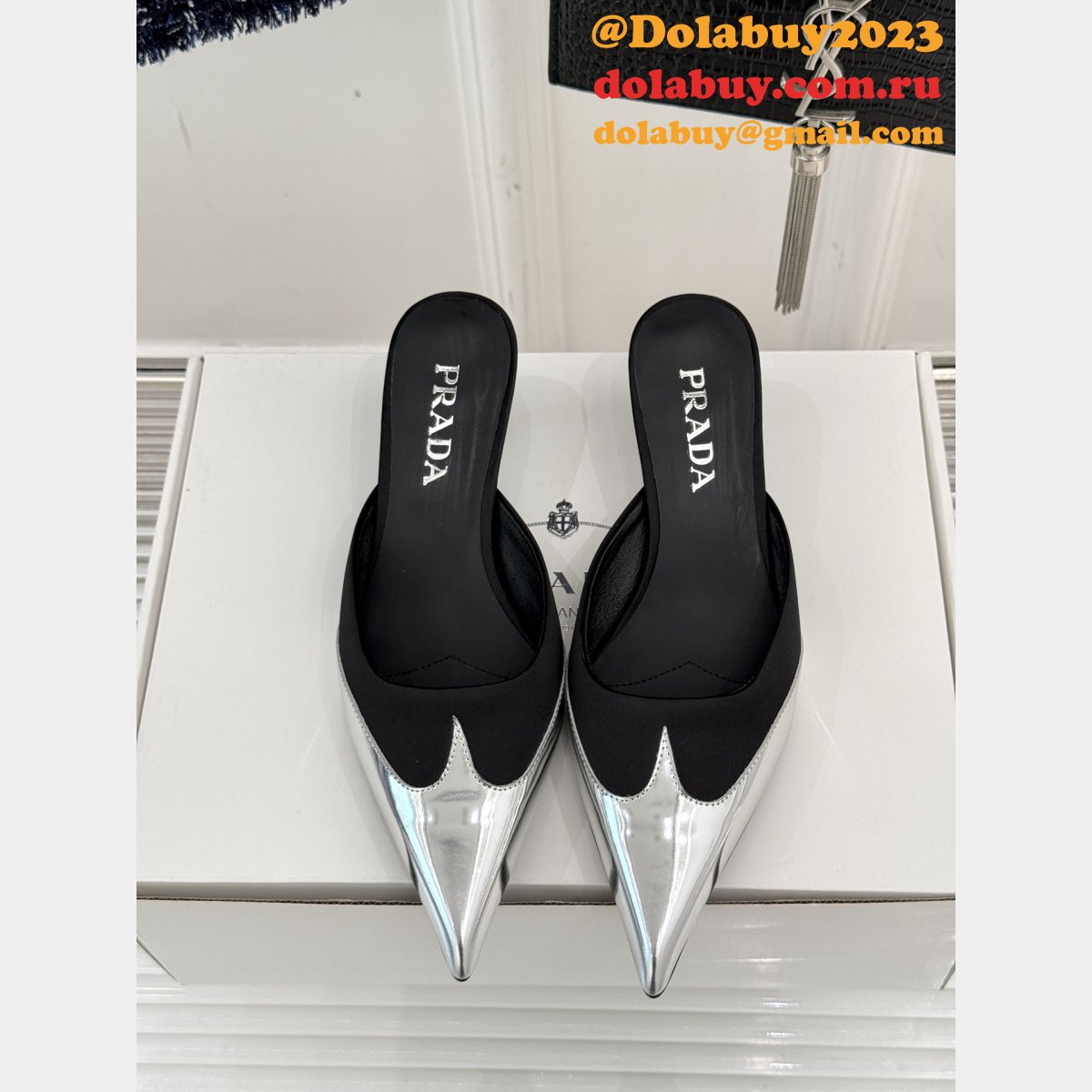 Designer Prada Satin Mules FROM THE RUNWAY