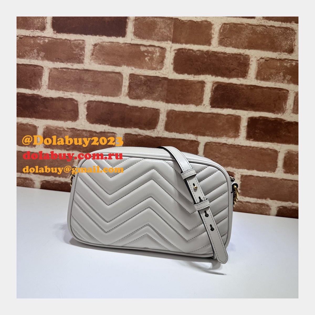 Light Grey Designer 447632 Copy GG Marmont Small Matelassé Shoulder Bag