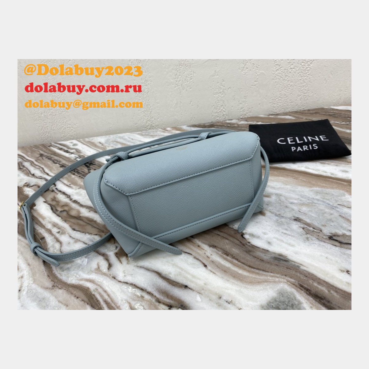 Celine Replica Grained Calfskin Nano Belt Bag Blue