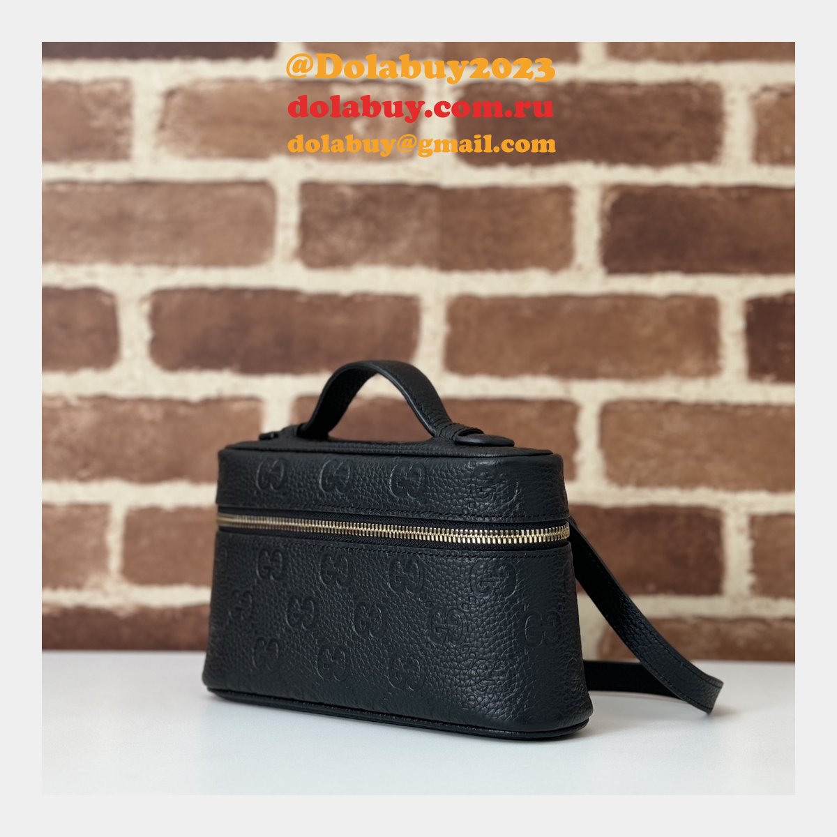 replica G*u*i gg emblem super mini 1:1 mirror 815949 black bag