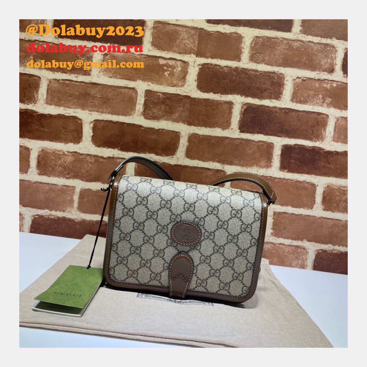 designer fake G*u*i 671620  shoulder bag with interlocking g in gg supreme