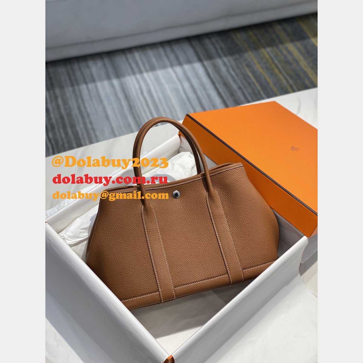 Hermes Garden Party Brown Designer Replica Handbags